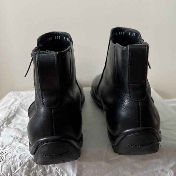 ❗🅂🄾🄻🄳❗Salvatore Ferragamo Men's Black Leather Zip Boots Size 9EE - Picture 3 of 10